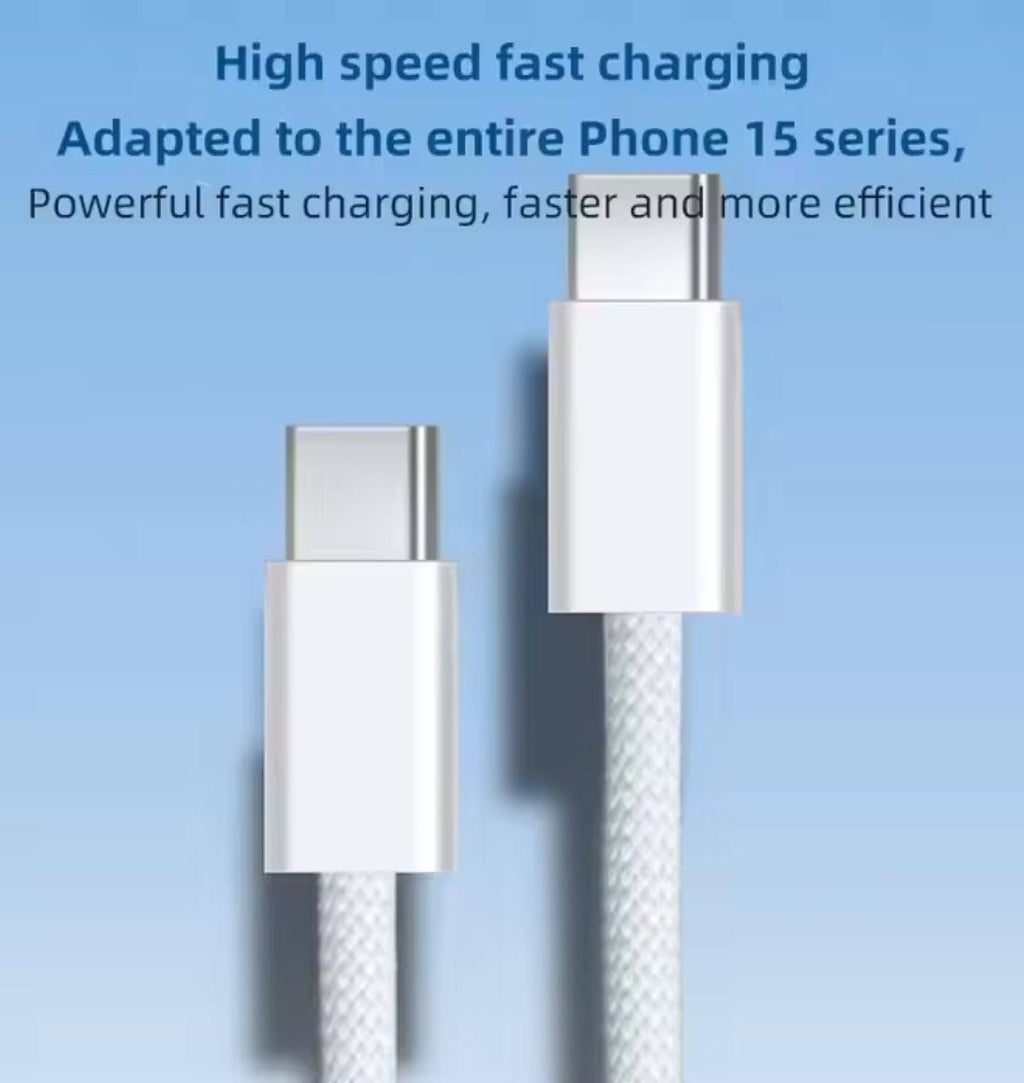 60W Apple USB-C to C PD Cable, Quick Charge & Data Transfer for Type-C Phones