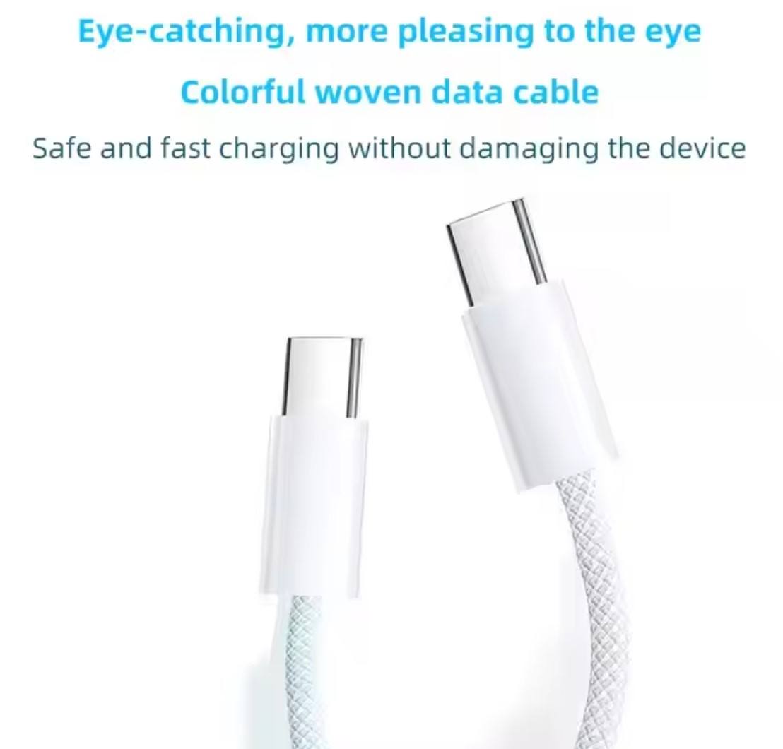 60W Apple USB-C to C PD Cable, Quick Charge & Data Transfer for Type-C Phones