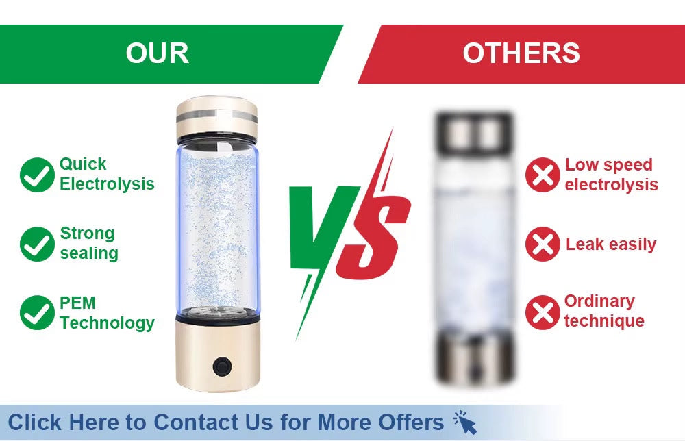 High Capacity Hydrogen Rich Water Bottle Portable Hydrogen Water Bottle Water Hydrogen Generator