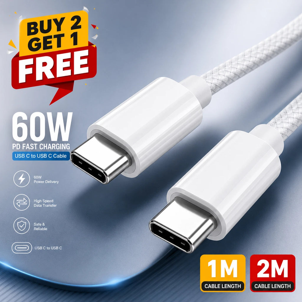 60W Apple USB-C to C PD Cable, Quick Charge & Data Transfer for Type-C Phones